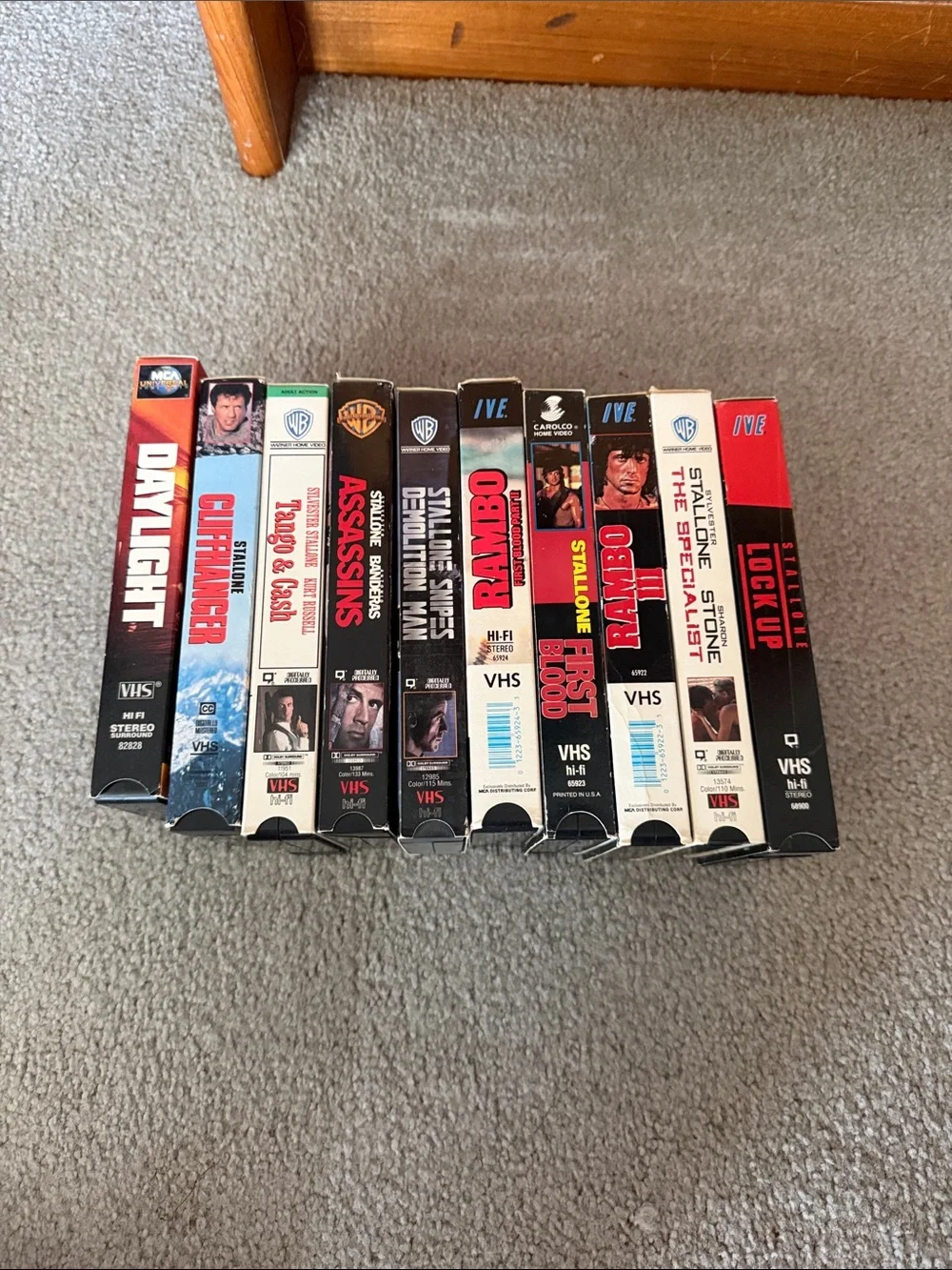 10 vintage Sylvester Stallone action movie VHS tapes